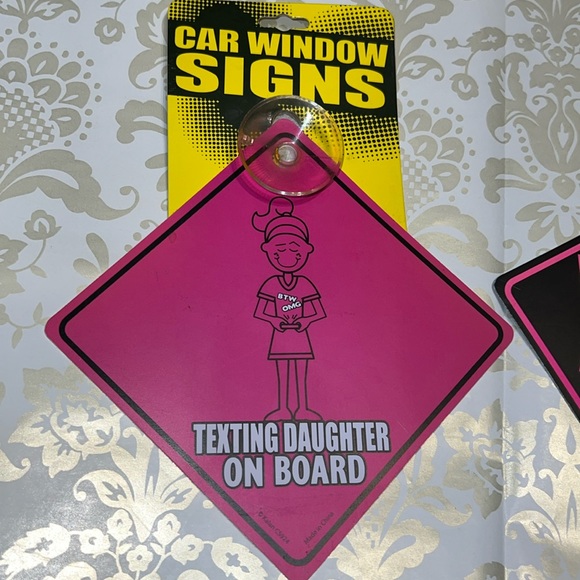 New Set of 2 “Texting Daughter On Board” “YOLO” Car Window Sign (A) - Picture 3 of 5